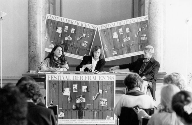 Hammoniale – Festival der Frauen 1988 Auswahl  (Eva Mattes, Irmgard Schleier, Hélène Vida Liebermann auf der Pressekonferenz zum Festival der Frauen 1988 im Literaturhaus)