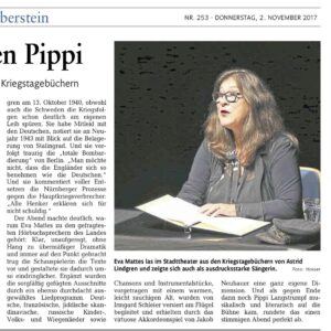 Astrid Lindgren – Die Menschheit hat den Verstand verloren (Nahe-Zeitung Idar-Oberstein)